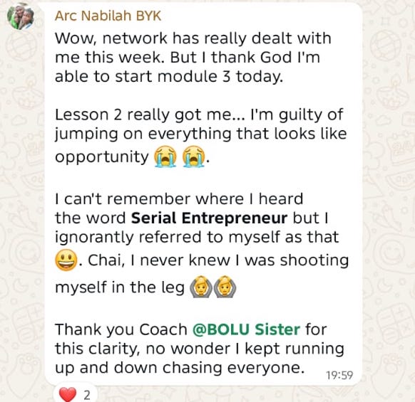 Masterclass testimonial screenshot